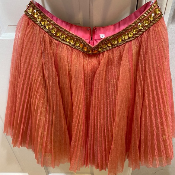 SHERRI HILL 45112 SZ 2 CORAL GOLD 2 PC SKIRT CROP COCKTAIL HOMECOMEING DRESS - Picture 8 of 13